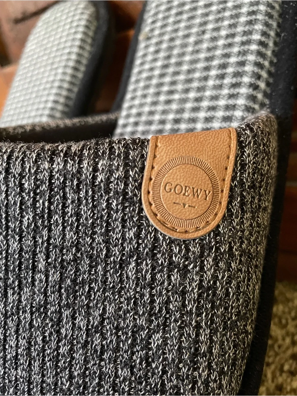 GOEWY Men's Gray Knit Slide Slippers - Comfortable Indoor Shoes